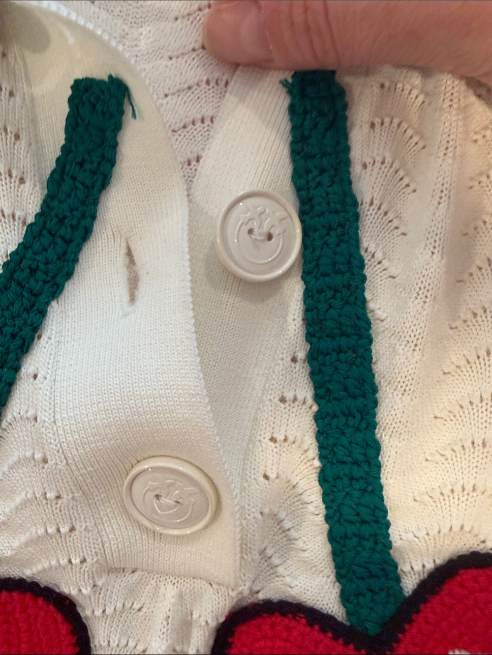 Pinko Rame knit Cherry Embroidery Pearl Sweater Polo - Picture 5 of 6